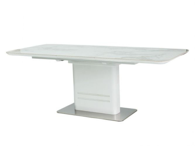 Стол обеденный SIGNAL CARTIER CERAMIC 160 раскладной, мрамор/белый лак 160-210/90/76 NEW