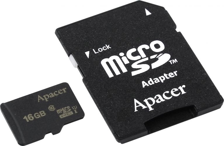Apacer microSDHC UHS-I (Class 10) 16GB + адаптер (AP16GMCSH10U1-R)