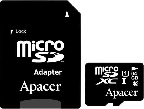 Apacer microSDXC (Class 10) 64GB + адаптер [AP64GMCSX10U1-R]