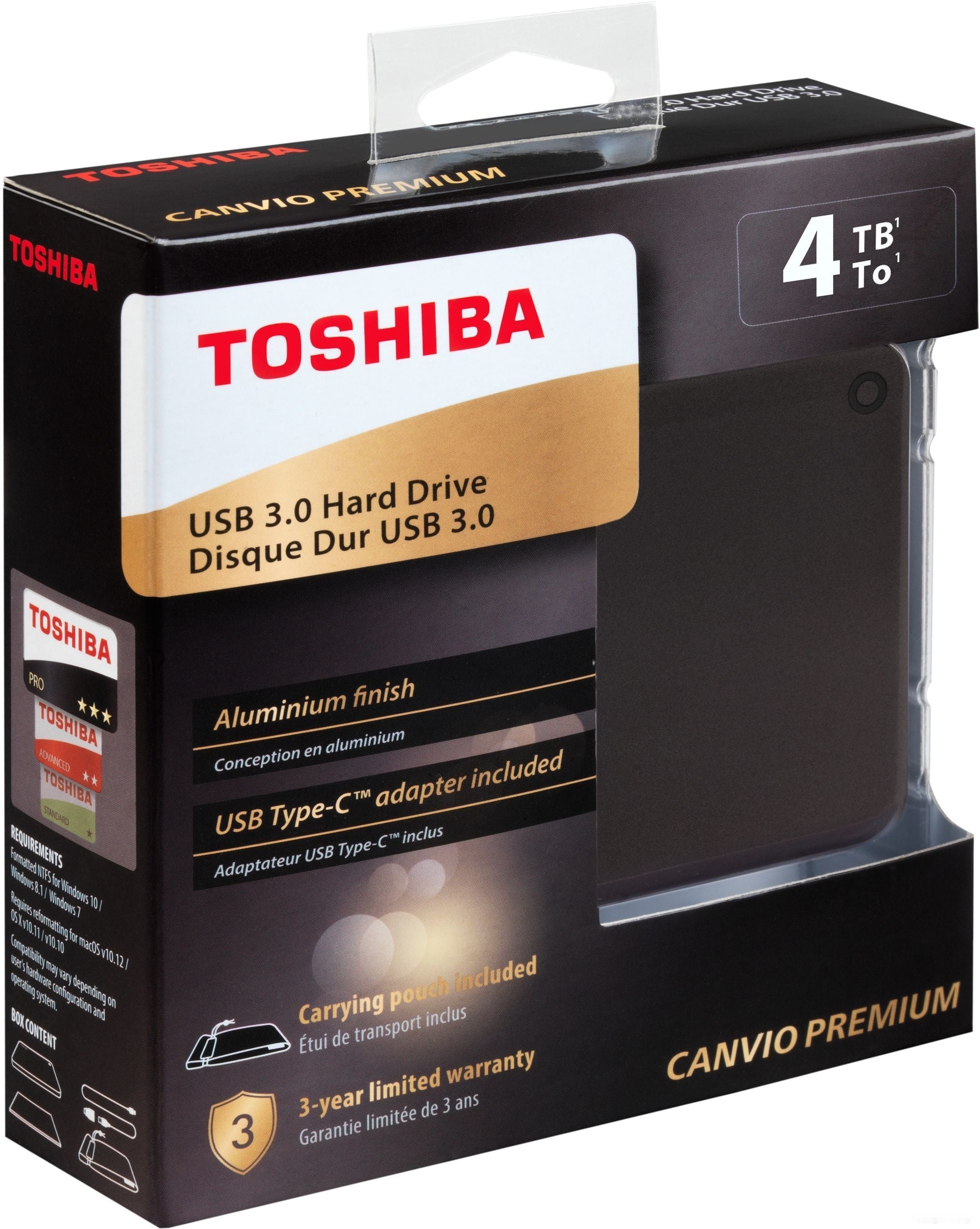 Внешний накопитель Toshiba Canvio Premium HDTW240EB3CA 4TB (темно-серый), фото 2