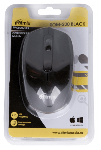 Мышь Ritmix ROM-200 Black USB, фото 4