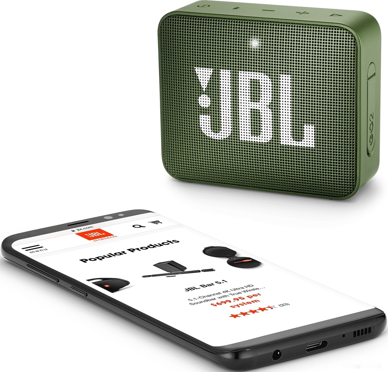 Беспроводная колонка JBL Go 2 (зеленый), фото 5