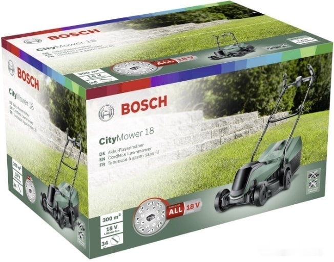Колёсная газонокосилка Bosch CityMower 18 06008B9A00 (с 1-м АКБ и ЗУ), фото 6