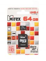Карта памяти Mirex microSDXC Class 10 UHS-I U1 64GB + SD adapter