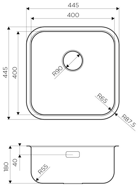 Интегрированная кухонная мойка Omoikiri Omi 44-U/IF-IN Quadro, фото 2