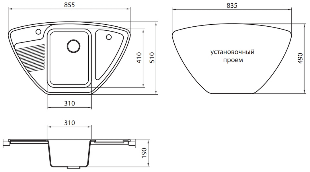 Кухонная мойка Granicom G-008 грей, фото 2
