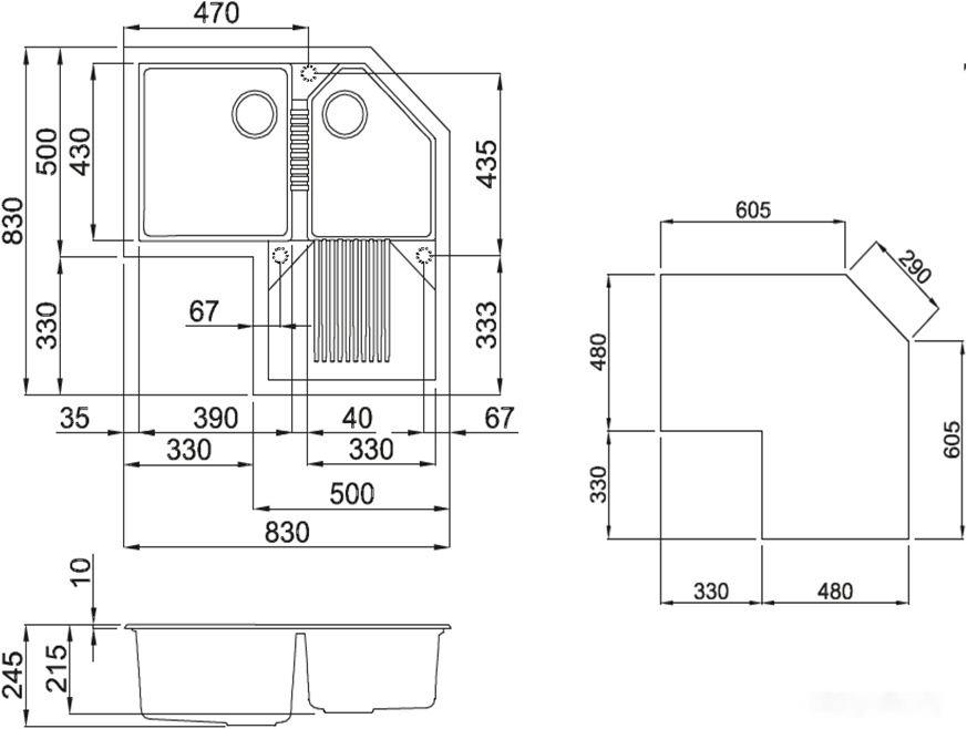 Кухонная мойка Elleci Tekno Corner Ghisa 70, фото 2