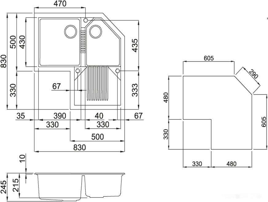 Кухонная мойка Elleci Tekno Corner Aluminium M79, фото 2
