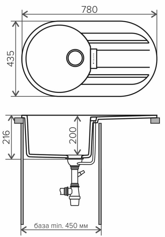Кухонная мойка Tolero Loft TL-780 (White), фото 2