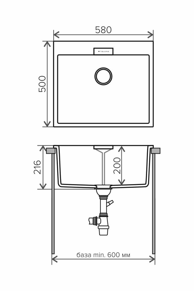 Кухонная мойка Tolero Loft TL-580 (Grey), фото 2