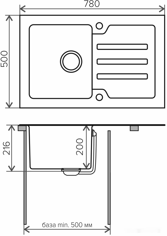 Кухонная мойка Tolero Ceramic glass TG-780 (белый), фото 3