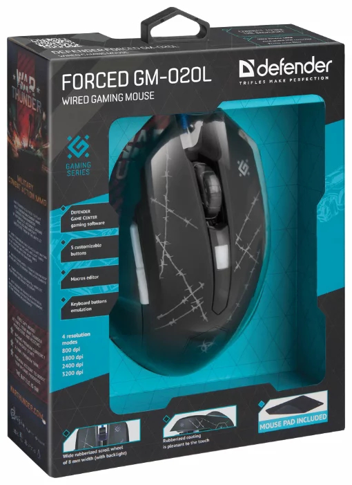 Мышь Defender Forced GM-020L Black USB, фото 5