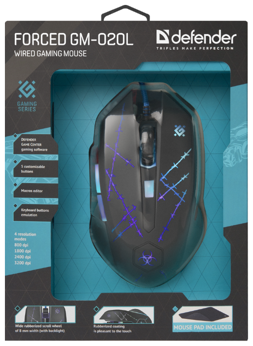 Мышь Defender Forced GM-020L Black USB, фото 6