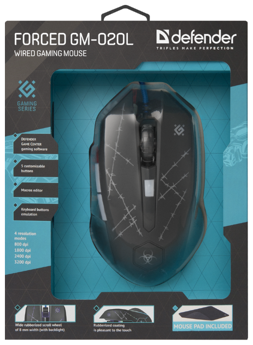 Мышь Defender Forced GM-020L Black USB, фото 7