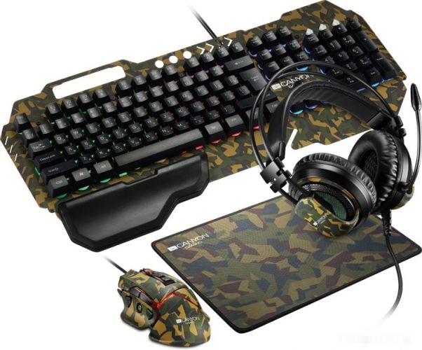 Клавиатура + мышь с ковриком + наушники Canyon Argama CND-SGS03M-RU