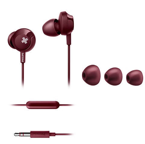 Наушники Philips BASS+ SHE4305 (Red), фото 4