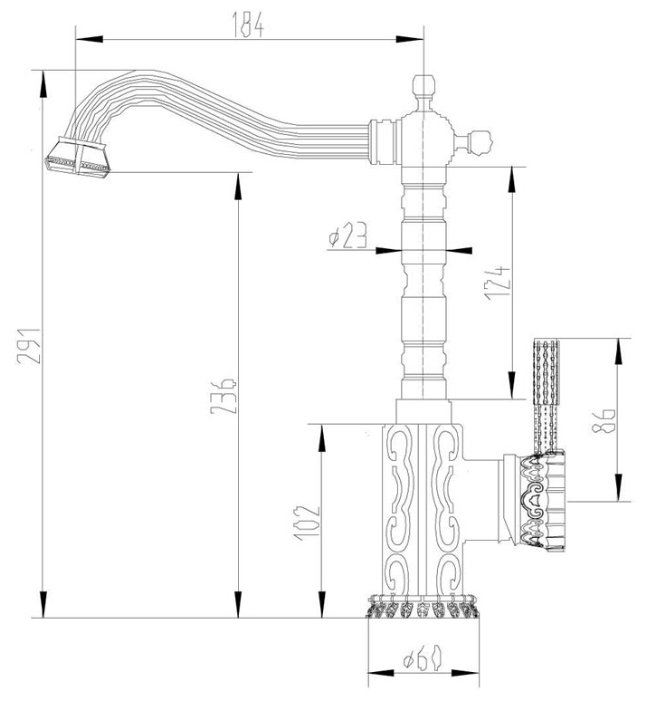 Смеситель Zorg Antic A 109K-BR, фото 2