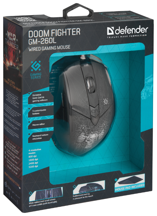 Мышь Defender Doom Fighter GM-260L Black USB, фото 5