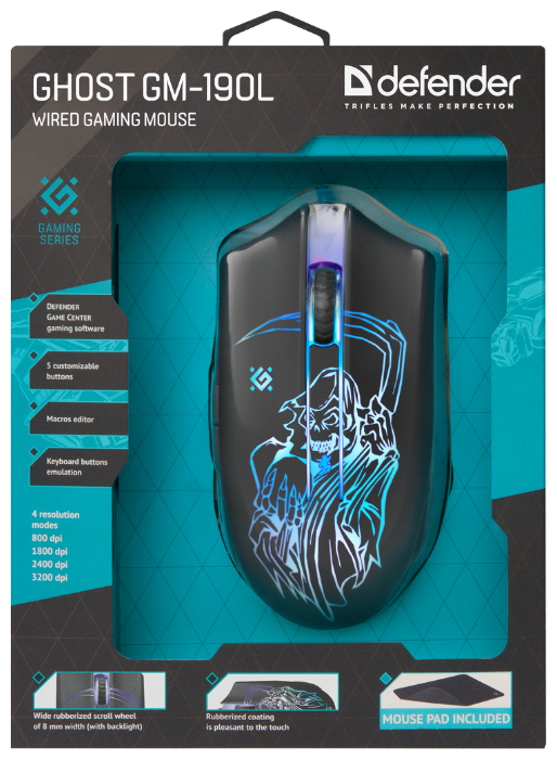 Мышь Defender Ghost GM-190L Black USB, фото 4