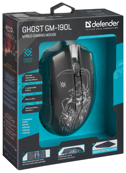 Мышь Defender Ghost GM-190L Black USB, фото 5