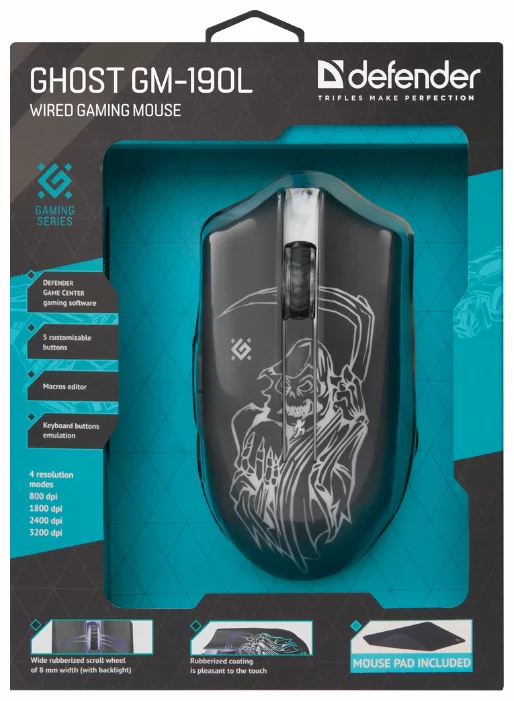 Мышь Defender Ghost GM-190L Black USB, фото 6