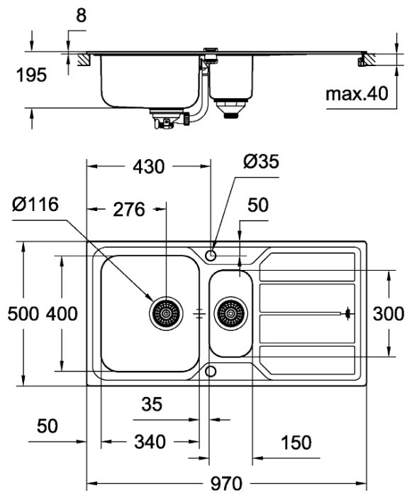Кухонная мойка Grohe K500 31572SD0, фото 2