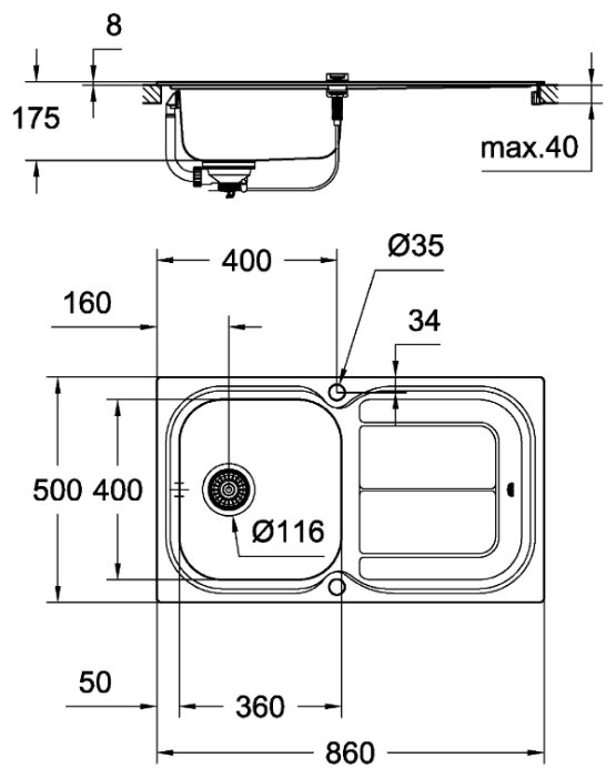 Кухонная мойка Grohe K300 31563SD0, фото 2