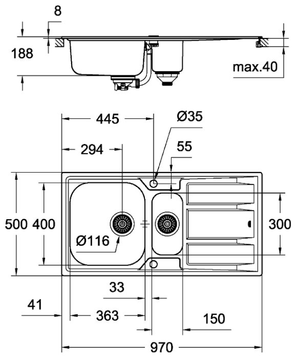 Кухонная мойка Grohe K400 31567SD0, фото 2