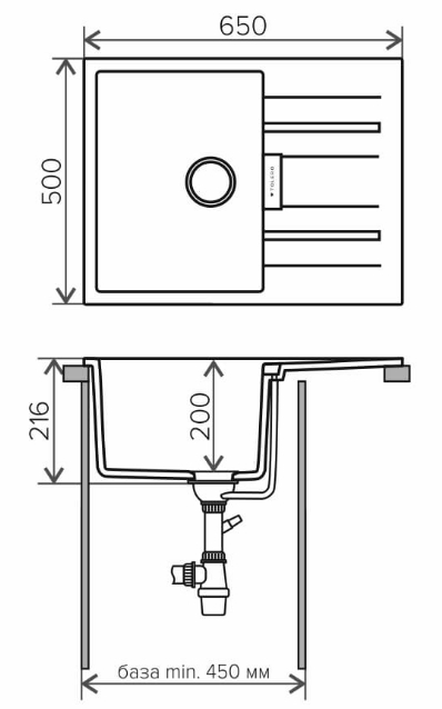 Кухонная мойка Tolero Loft TL-650 (White), фото 2