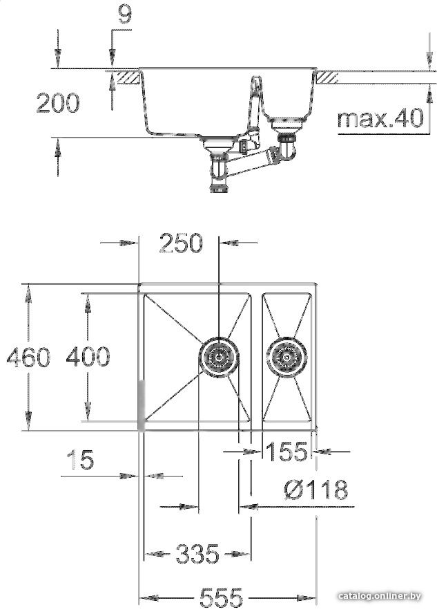 Кухонная мойка Grohe K500 60-C 55.5/46 1.5 31648AT0 (серый гранит), фото 2