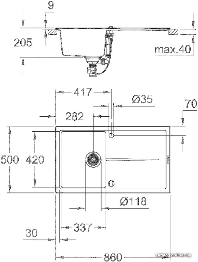 Кухонная мойка Grohe K400 50-C 86/50 1.0 31640AT0 (серый гранит), фото 2