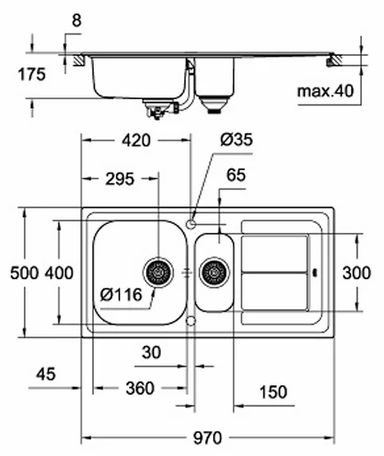 Кухонная мойка Grohe K300 31564SD0, фото 2