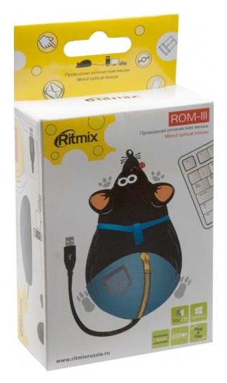 Мышь Ritmix ROM-111 Black-Red USB, фото 2