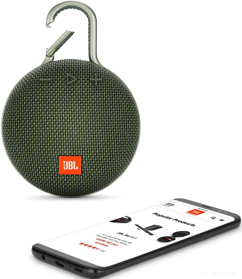 Портативная акустика JBL Clip 3 (Green), фото 5
