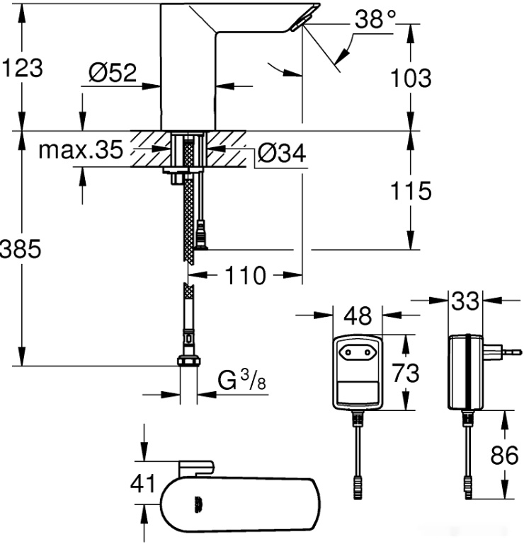Смеситель Grohe Bau Cosmopolitan E 36453000, фото 2