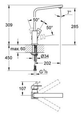 Смеситель Grohe Eurocube 31255DC0, фото 2