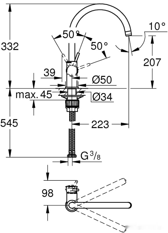Смеситель Grohe Bauclassic 31535001, фото 2