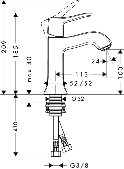 Смеситель Hansgrohe Metris Classic, фото 2