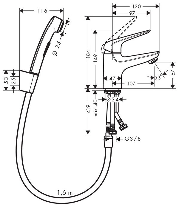 Смеситель Hansgrohe Novus 71144000, фото 2