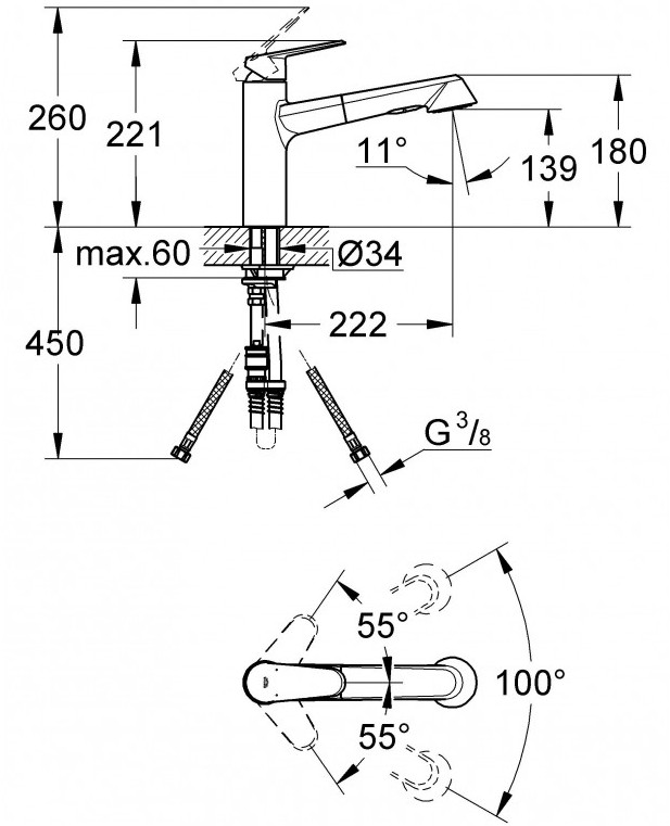 Смеситель Grohe Eurodisc Cosmopolitan 32257002, фото 3