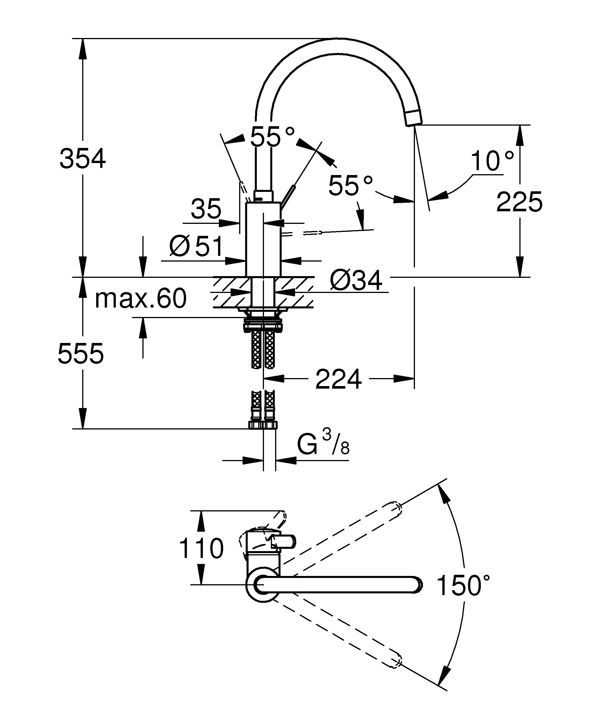 Смеситель Grohe Eurosmart Cosmopolitan DN 15, фото 2