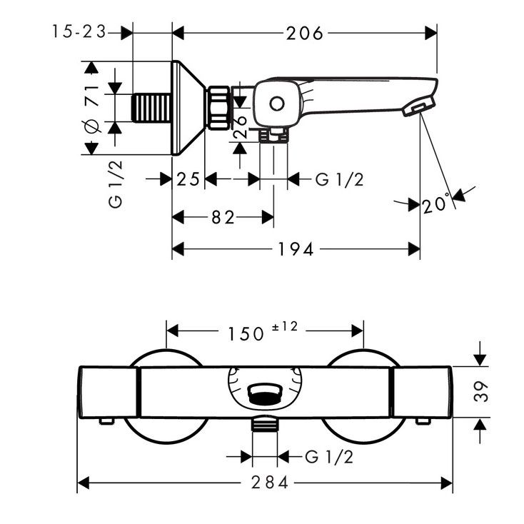 Смеситель Hansgrohe Ecostat Universal 13123000, фото 2