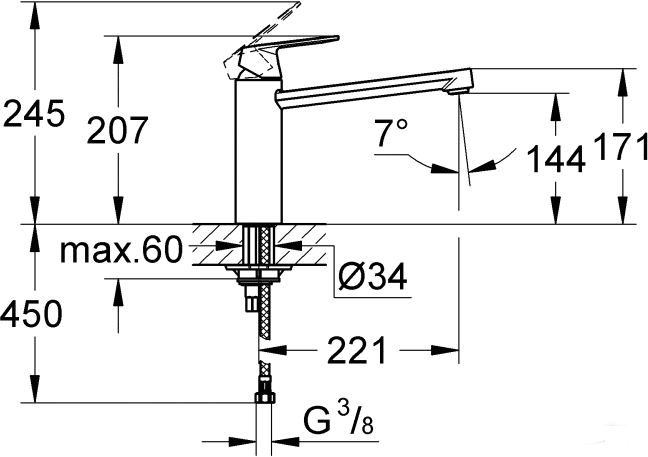 Смеситель Grohe Eurosmart Cosmopolitan 30193000, фото 2