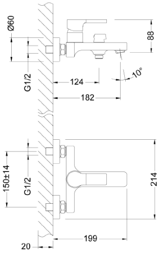 Смеситель Lemark Aura LM0614C для ванны с душем, фото 3