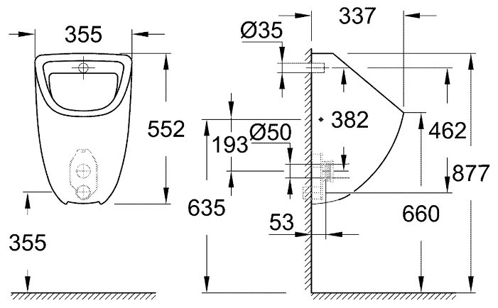 Писсуар Grohe Bau Ceramic 39438000, фото 2