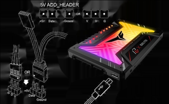 SSD ASROCK Delta Phantom Gaming RGB 250GB T253PG250G3C313, фото 6