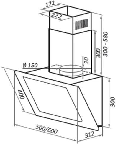 Кухонная вытяжка HOMSair Elf Push 60 Glass (белый), фото 2