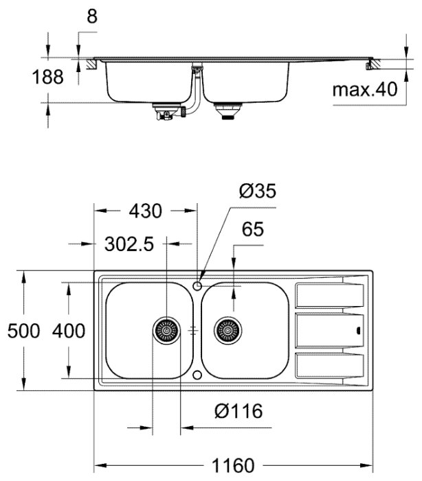 Кухонная мойка Grohe K400 31587SD0, фото 2