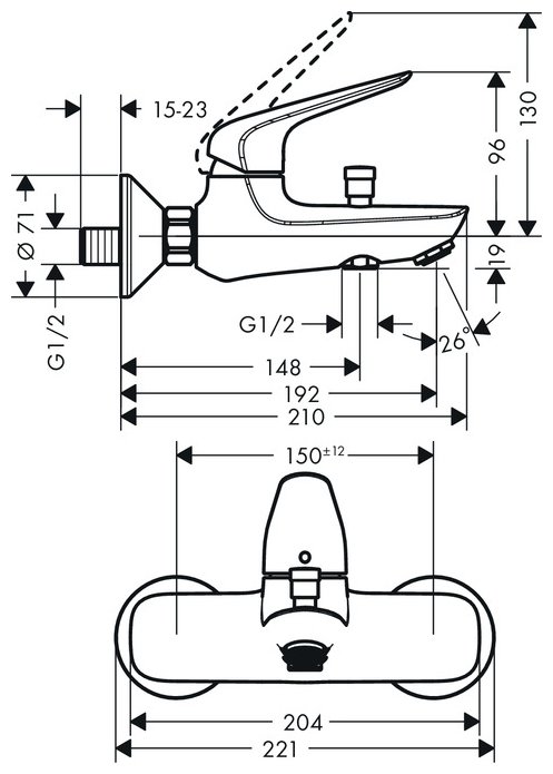 Смеситель Hansgrohe Novus 71040000, фото 2