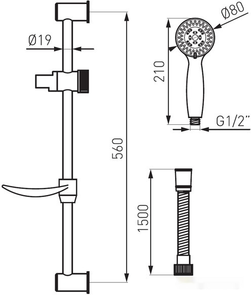 Душевой гарнитур Ferro Evo N130B, фото 2